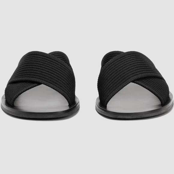 Everlane Day Crossover Sandal Black Knit Slide Size 9.5 Sustainable Flat - Picture 4 of 7
